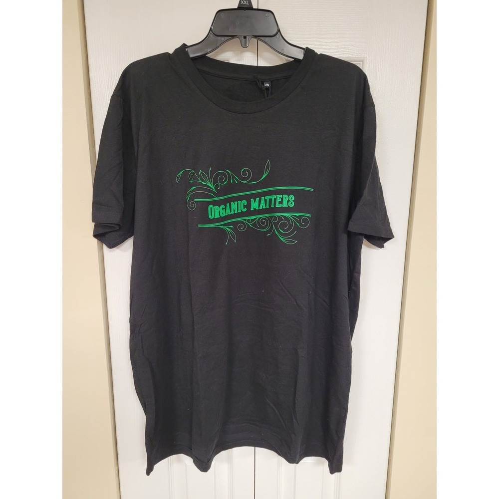 Orgnanic Matters Crew Neck Black Graphic T-Shirt Soft Cotton NWT Size 2XL